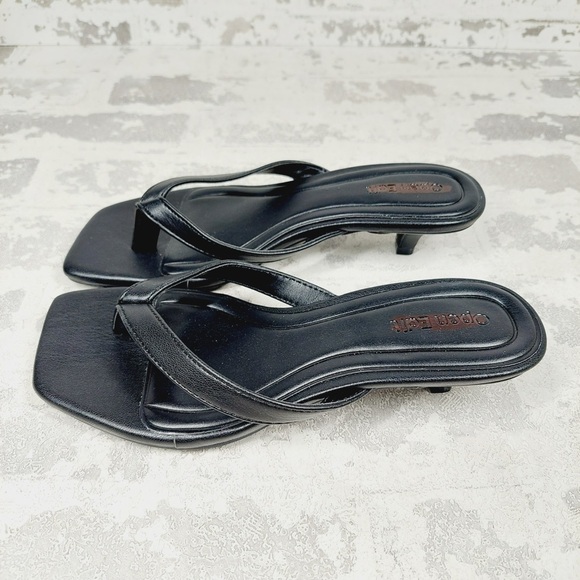 Open Edit Shoes - NEW Open Edit Thong Kitten Heel Sandals Women 4M Black Square Toe Y2K Chic W619